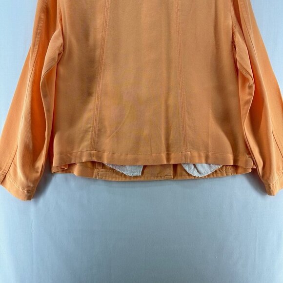 Coldwater Creek Jacket Womens Sz PL A-Line Seam Tencel Twill Button Front Orange - Picture 6 of 11